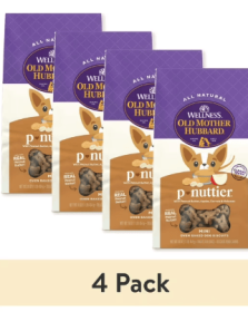 (4 pack) Wellness Old Mother Hubbard Classic P-Nuttier Baked Biscuit Treats for Dogs, Mini, 16 Ounce Bag