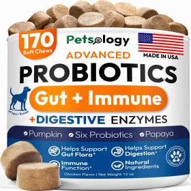 Probiotics for Dogs 170 Dog Probiotics Chews Digestive Enzymes & Prebiotics Support Gut Health Diarrhea Gas & Constipation Relief Itchy Skin Alle