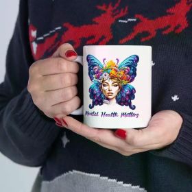 Mental Health Matters 11oz Ceramic Mug, Emotional Support Mug, Butterfly Mug