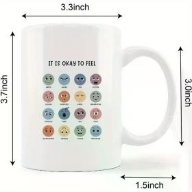 11oz Ceramic Mental Health Emotion Sensing Mug with Handle - Colorful Emotion Chart, Ideal for Coffee/Tea