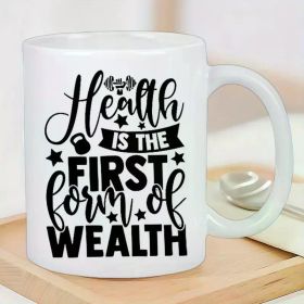 Health is the first Insulated Ceramic Mug - Perfect for Hot & Cold Drinks, Reusable, Hand Wash Only - Gift for Her Him,