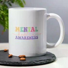 1pc Mental Health Awareness Ceramic Mug - 11oz Insulated Coffee Cup with Colorful Quote, Machine Washable,