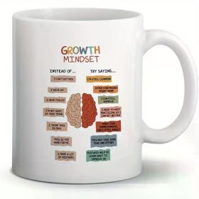 DOTAIN Growth Mindset Positive Mental Health Coffee Mug, 11 Ounce Double-Sided Ceramic Mug Cup for Coffee Tea