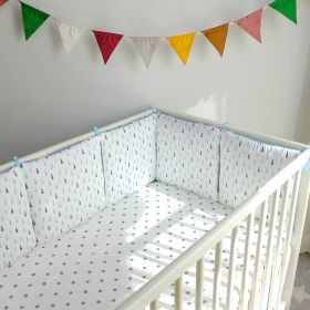 Cartoon embroidered cotton bumper bed (Option: Blue tree)