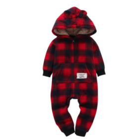 Long-sleeved fleece baby clothes romper (Option: Red-24M)