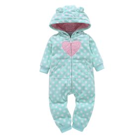 Long-sleeved fleece baby clothes romper (Option: Green-24M)