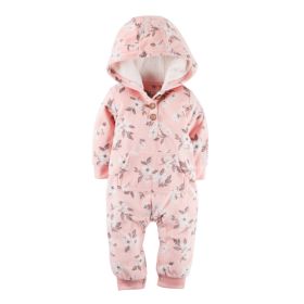 Long-sleeved fleece baby clothes romper (Option: Pink-24M)