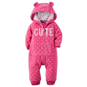 Long-sleeved fleece baby clothes romper (Option: Rose Red-24M)