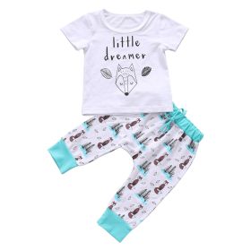 Newborn Baby Clothes Set T-shirt Tops Pants Little Boys and Girls Outfits (Option: 90cm)