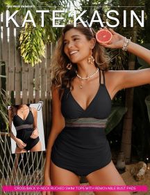 Womens Tankini Swimsuits Two Piece Tummy Control Bathing Suit with Bottoms Color Block Swimwear (Color: Black, size: S)