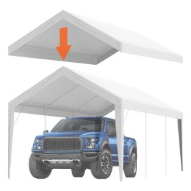 VEVOR Carport Replacement Canopy Cover 10 x 20 ft, Garage Top Tent Shelter Tarp Heavy-Duty Waterproof & UV Protected (Color: White, Model Type: Top Tarpaulin with Edges)