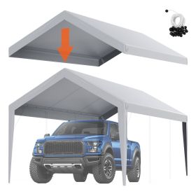 VEVOR Carport Replacement Canopy Cover 10 x 20 ft, Garage Top Tent Shelter Tarp Heavy-Duty Waterproof & UV Protected (Color: gray, Model Type: Top Tarpaulin with Edges)