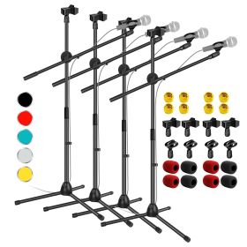 5 Core Tripod Mic Stand Floor Adjustable 31 to 76 Inches Boom Arm Holder Microphone Stands 360 Degree Rotating + Dual Mic - MS DBL (SKU: MS DBL 4PCS)