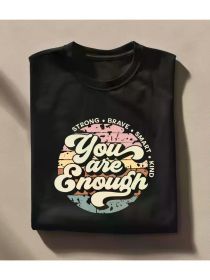BS-878 You Are Enough Shirt, Mental Health T-Shirt, Positive Affirmations Tee, Motivational Quote Shirt, Inspirational Tee, (Color: Black, size: M)