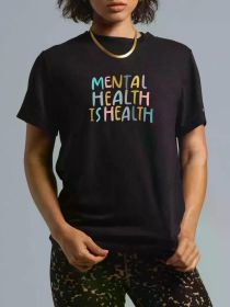 Mental Health is Health | Raise Awareness of Mental Health T-Shirt Casual Short Sleeve Shirt (Color: Black, size: XL)