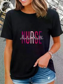 Vintage Psychiatric Mental Health Nurse Psych Nurse Nursing T-Shirt Casual Short Sleeve Shirt (Color: Black, size: XL)