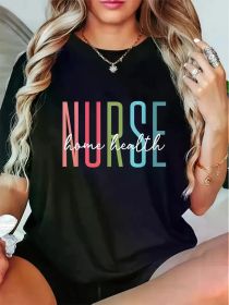 Home Health Nurse Home Care Registered Nurse T-Shirt, Women'S Clothing (Color: Black, size: L)