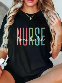Home Health Nurse Home Care Registered Nurse T-Shirt, Women'S Clothing (Color: Black, size: M)