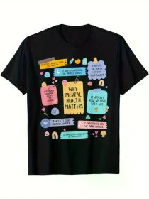 Mental Health Awareness Graphic T-Shirt for Men - Soft Cotton, Breathable Crew Neck Tee with Colorful Print, Ideal for Casual Wear & Supportive G (Color: Black, size: XL)